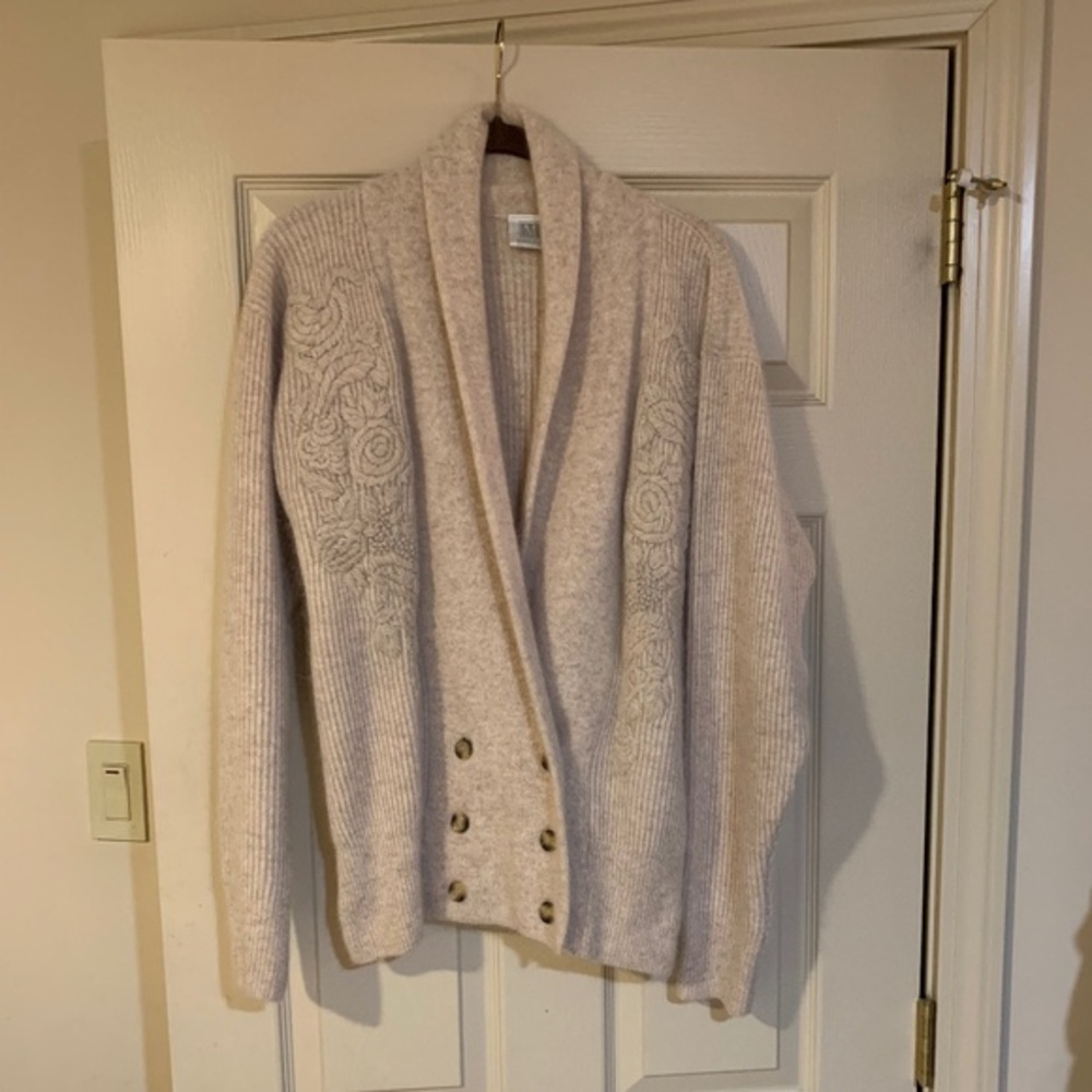 Madeleine Tan Double Breasted Cardigan Sweater sz M